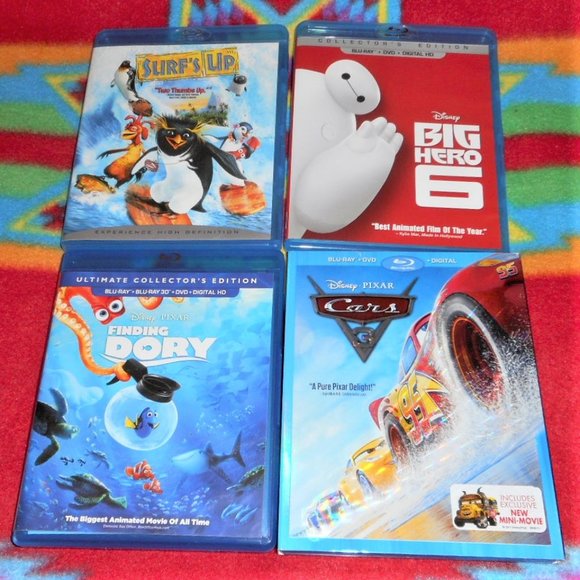 Lot Disney Pixar Cars 3 Blu Ray + 3 More Assorted Blu Ray Kids Movies - Picture 1 of 9